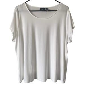 WOMEN WITH CONTROL NWOT Liquid Knit Short Sleeve Blouse White Size 1X Petite